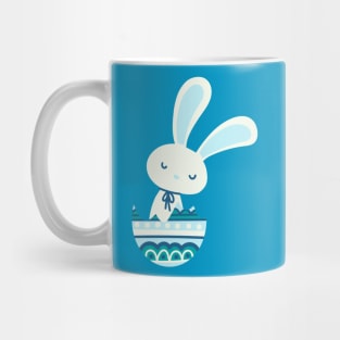 Easter rabbit in a pastel and dark blue egg shell. Mug